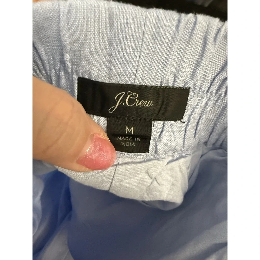 J Crew Skirt‎ Womens Medium Blue Linen Style Paperbag Waist Old Money Classy